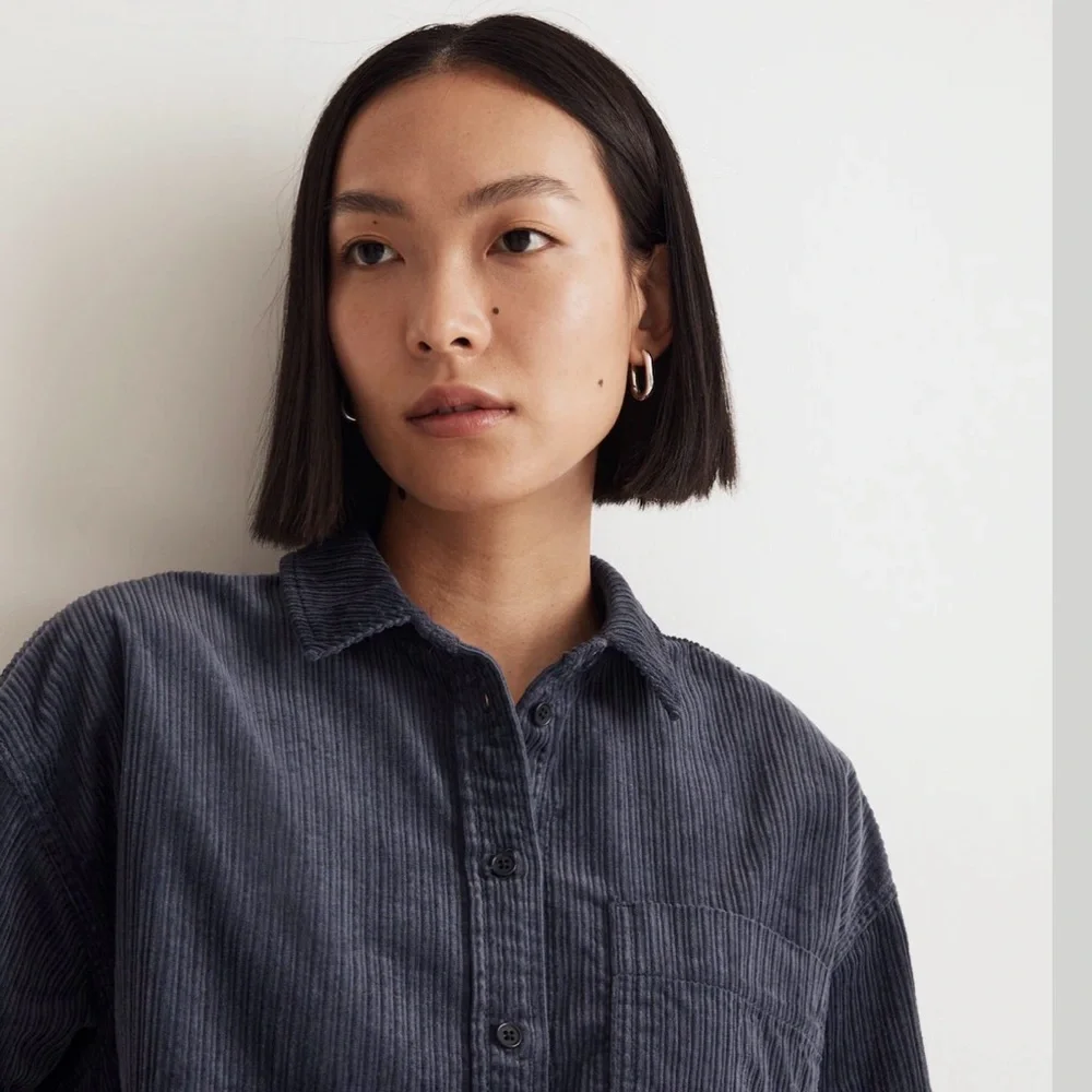 Madewell Dark Blue Corduroy Button-Up Shirt - Picture 5 of 6